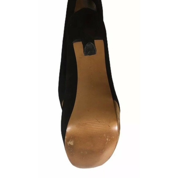 H by Halston Black Camel Brown Leather Peep Toe High Heel Stiletto Pumps Sz 8.5 - Picture 8 of 8